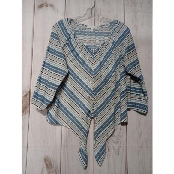 Ivy Ridge Shirt Ladies Medium‎ Blue Striped Button design - Picture 1 of 8